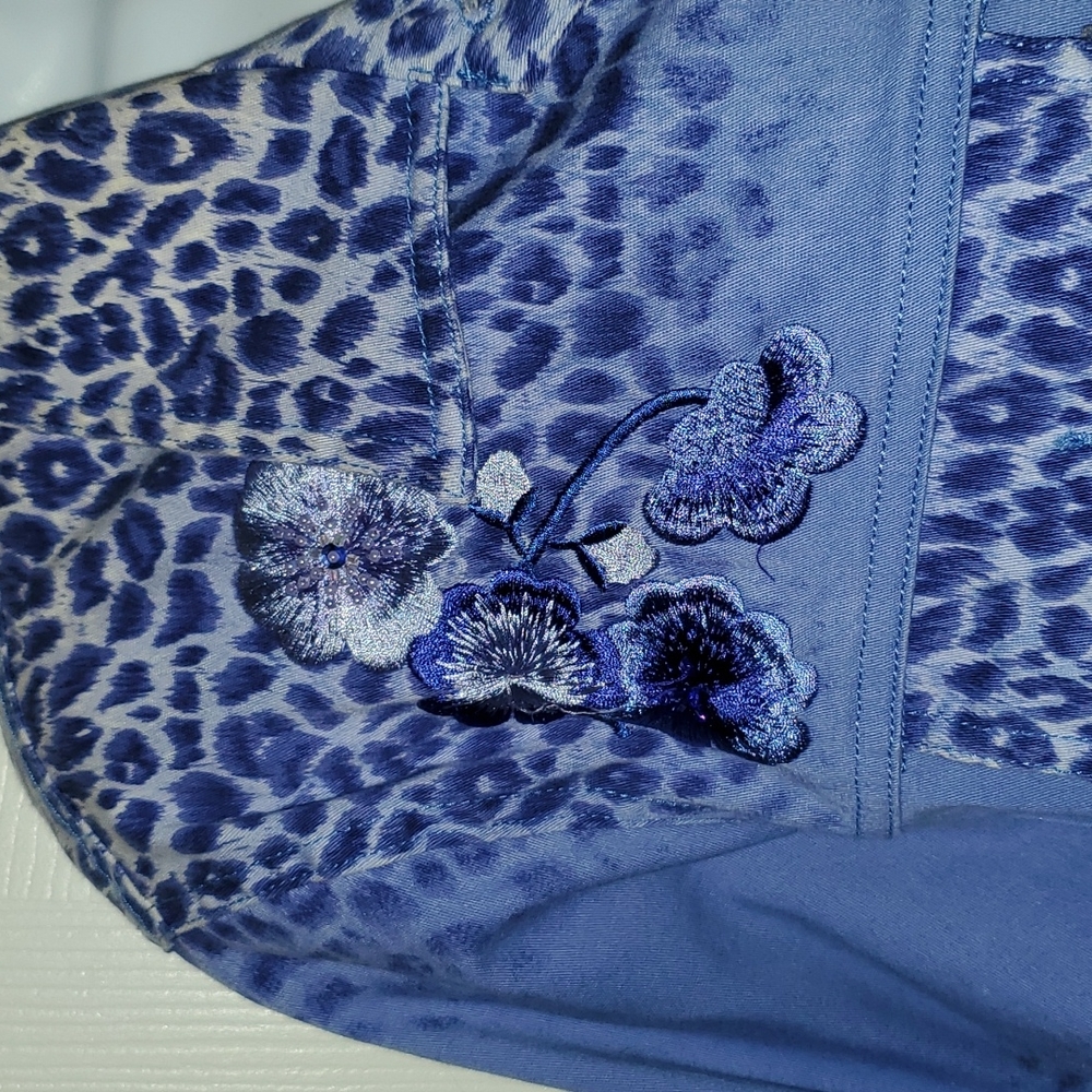 Diane Gilman Blue Embroidered Plus Size Jean Jacket Size 1X - Picture 3 of 5